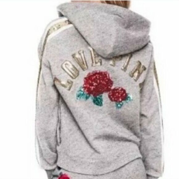 VS PINK lace up Pocket Bling Hoodie - Picture 1 of 6